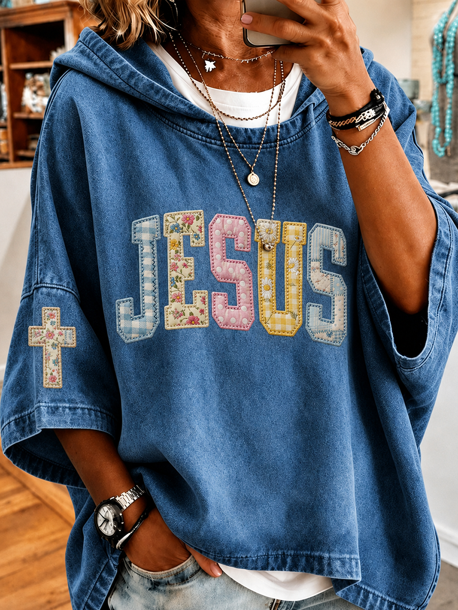 Women's Minimalist Jesus Print Hoodie