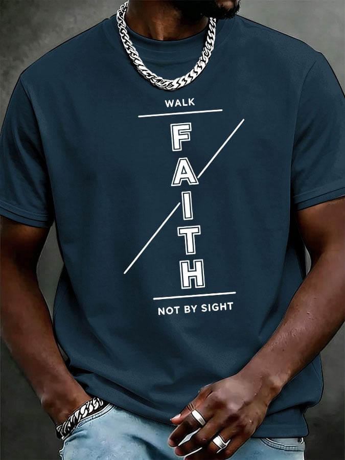 Men'S Casual Short-Sleeve T-Shirt With "Faith" Print
