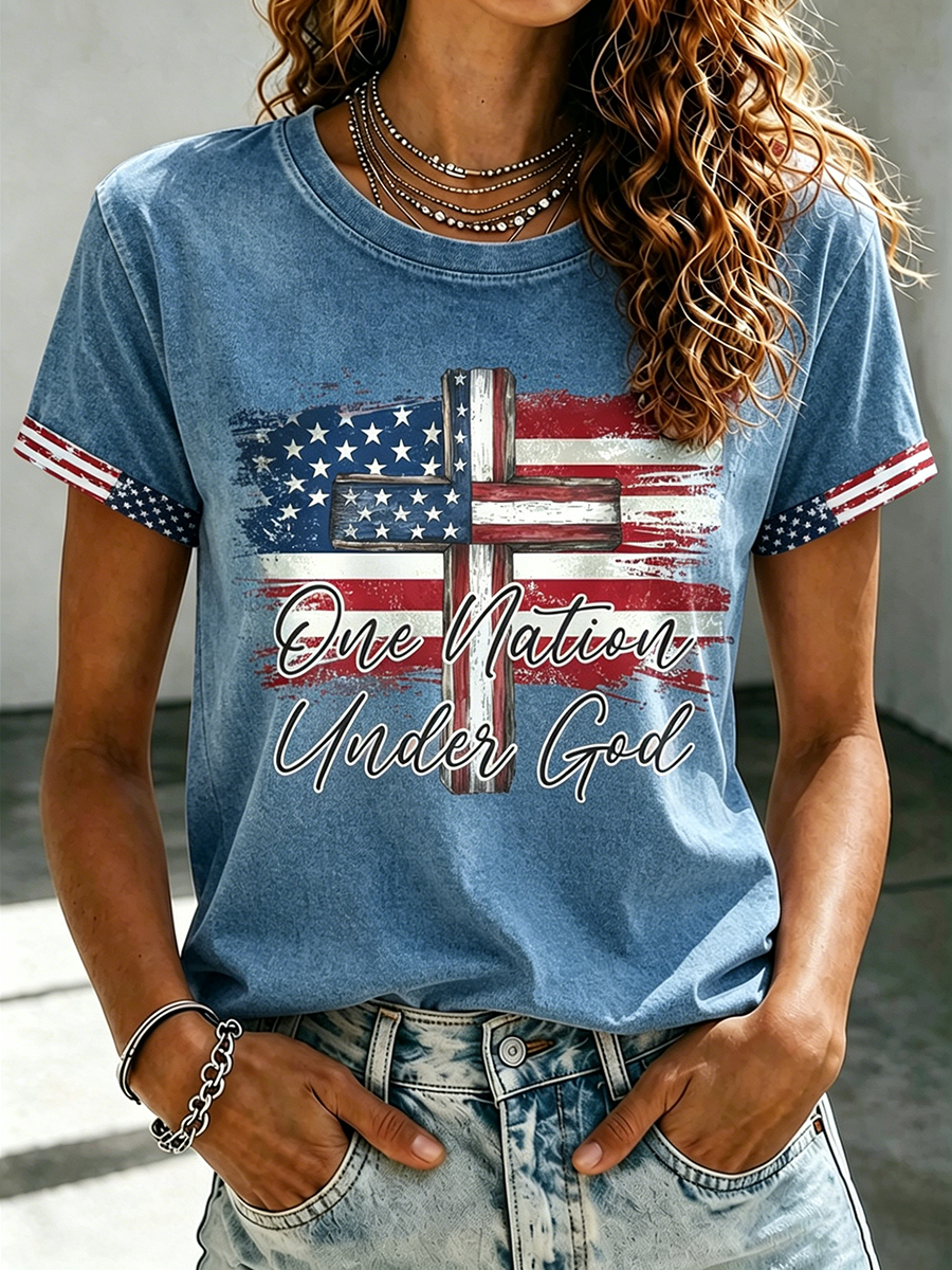 American Jesus Faith Memorial Printed Casual T-Shirt