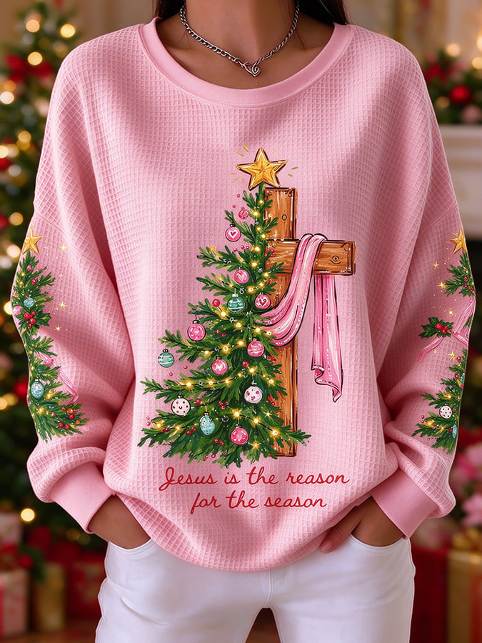 Women's Christmas Faith Art Print Casual Sweatshirt