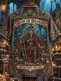 Men’s Vintage Deep-Sea Skeleton King & Sunken Treasure Short-Sleeve Shirt