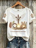 Women's faith element pattern printed casual short-sleeve T-shirt