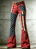 Ladies' American Flag Pattern Cross Printed Trumpet Pants
