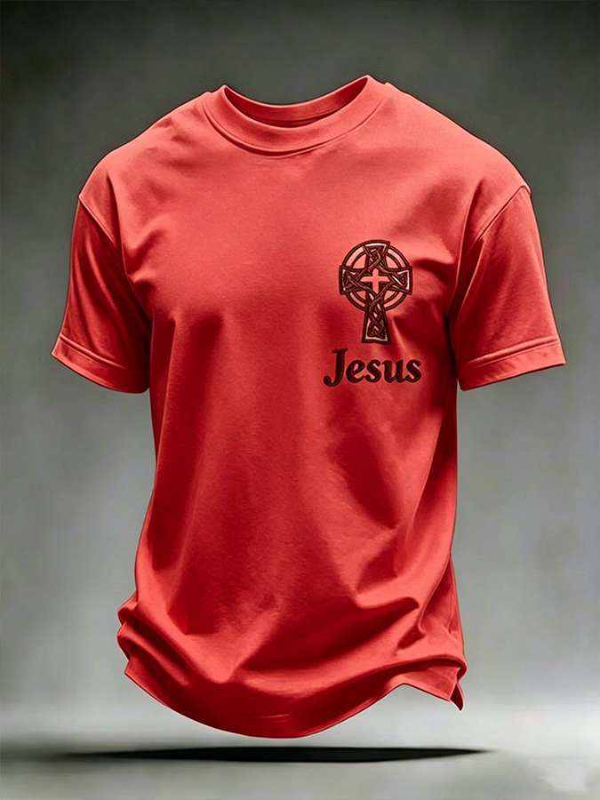 Men'S Jesus Cross Printed Casual T-Shirt