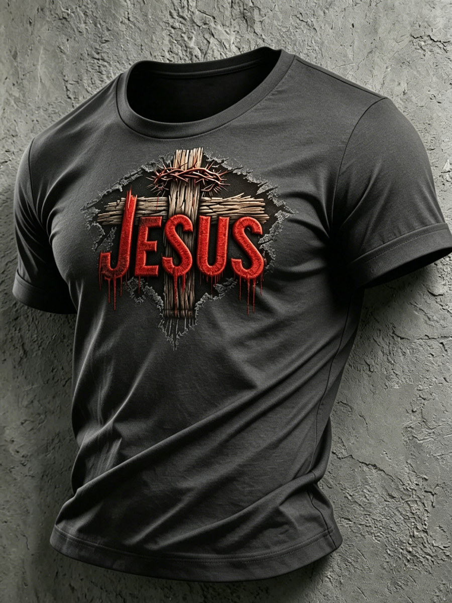 Men'S Jesus Print Casual T-Shirt