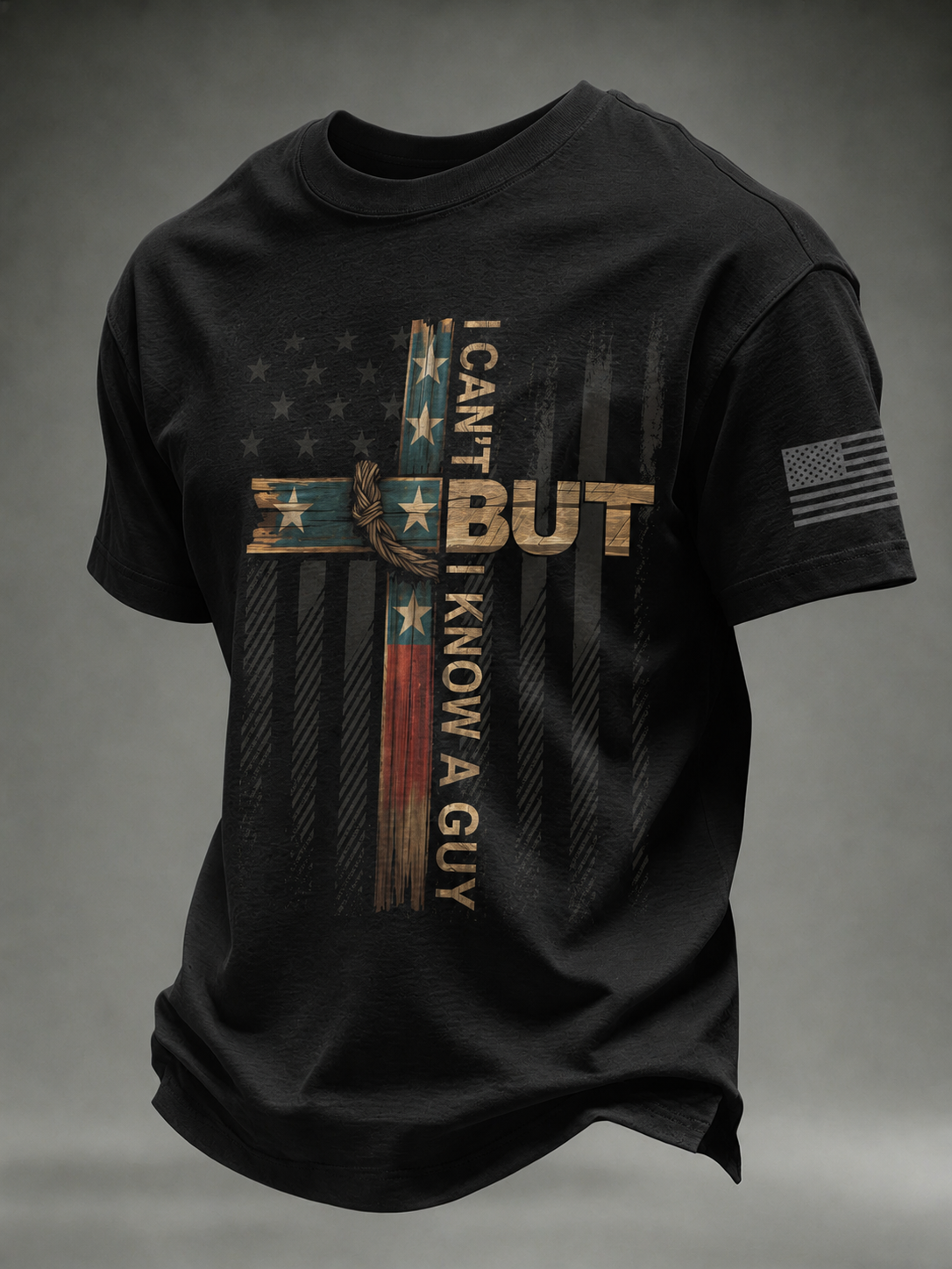 Men's Casual American Flag Cross Printed Shirt