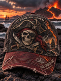 Fear No Storm Pirate Skull & Volcano Nautical Baseball Cap