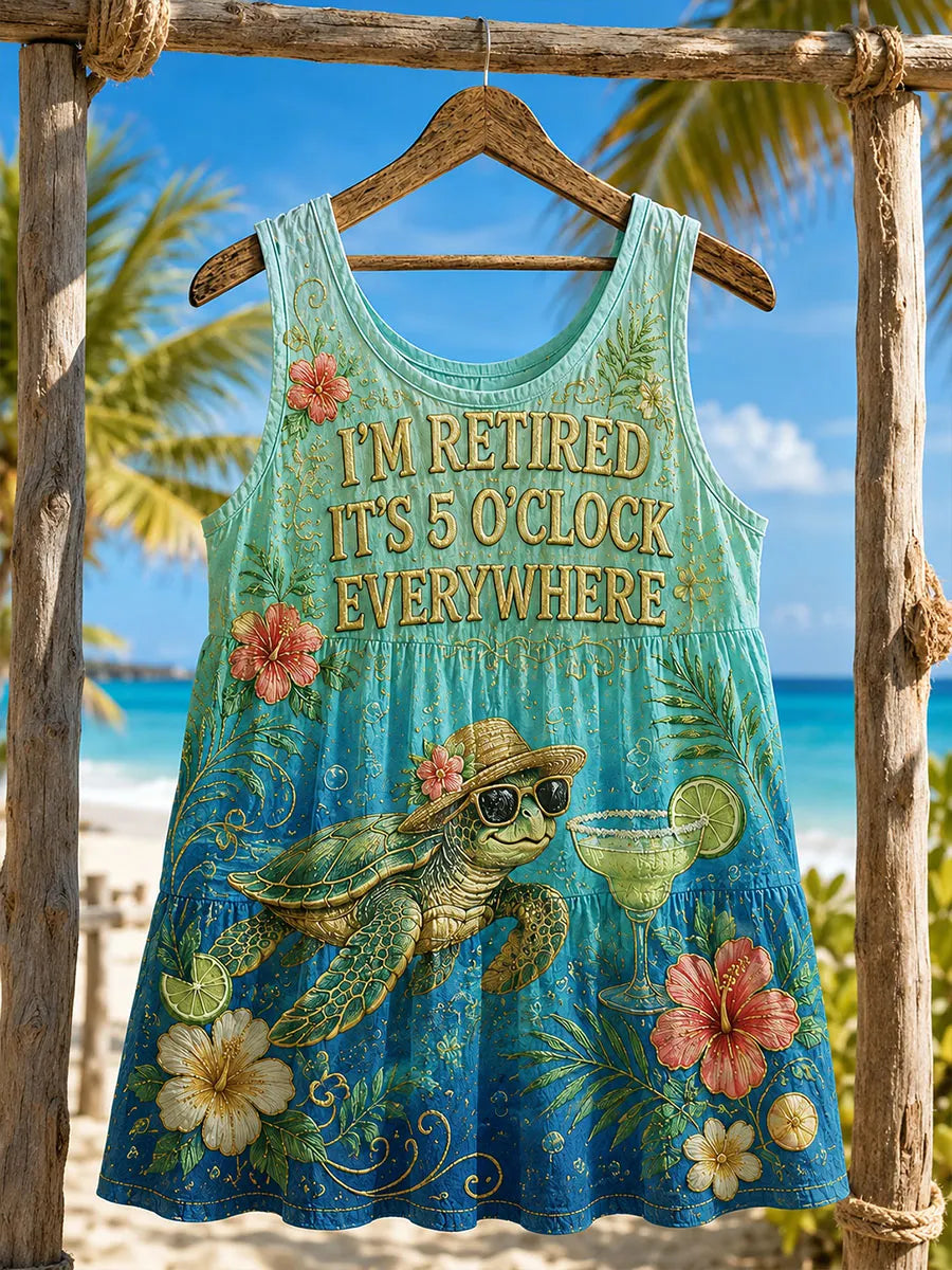 I’m Retired It’s 5 O’Clock Everywhere Sea Turtle Cocktail Women’s Tank Top