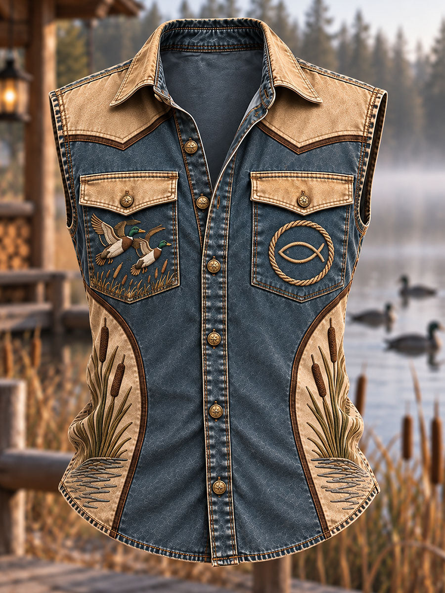 Christian Duck Hunting Sleeveless Collared Shirt