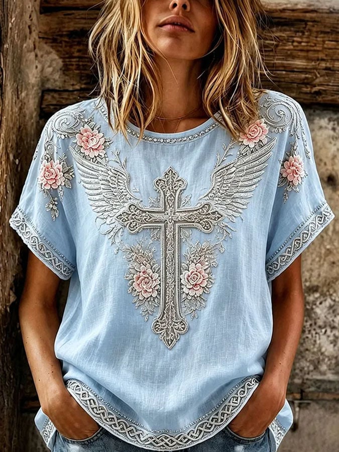 Women's Vintage Print Casual T-Shirt