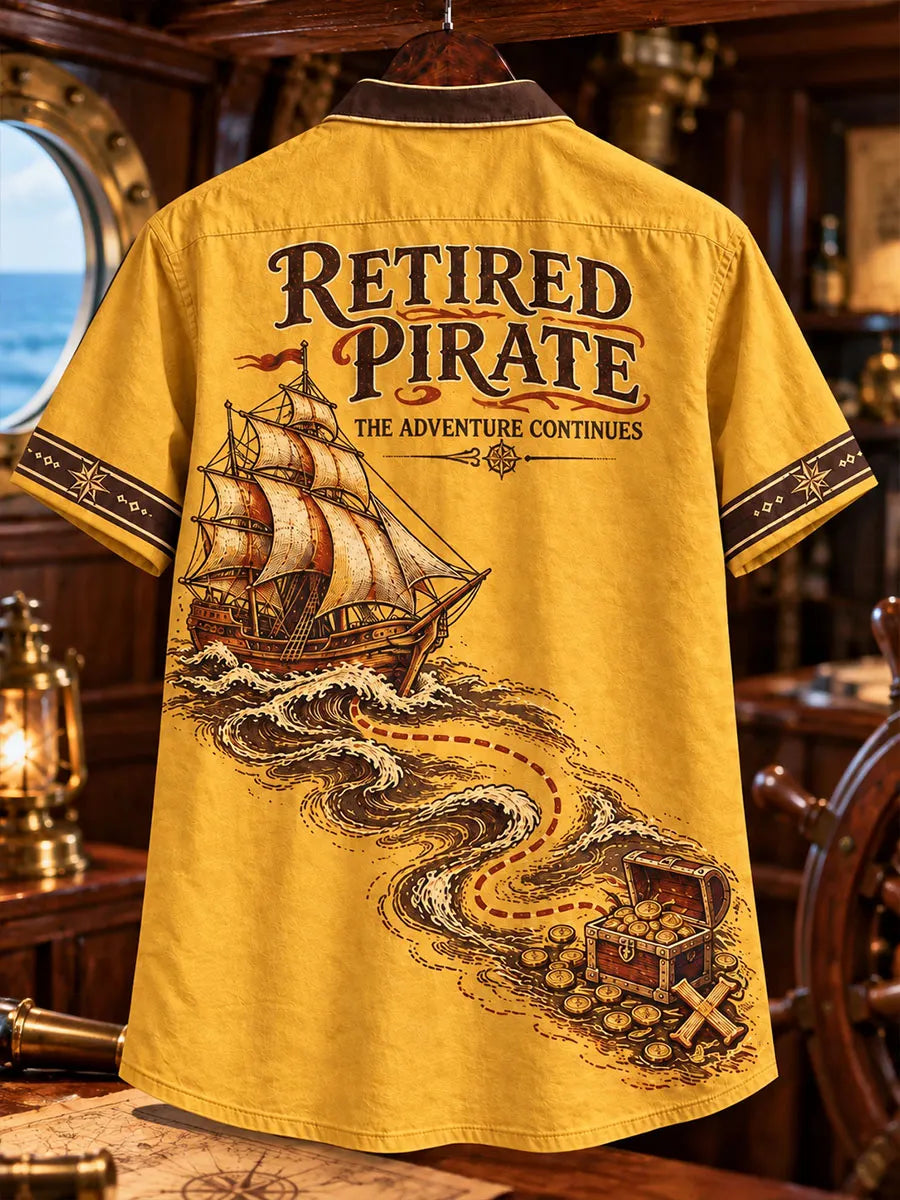 Retired Pirate No Rush Treasure Men's Vintage Shirt