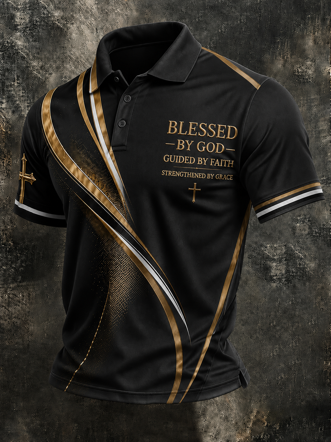 Men'S Retro Faith Printed Lapel Shirt