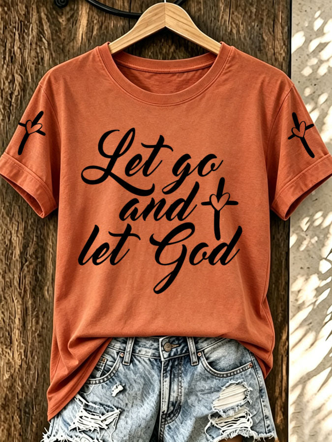 Women'S Let Go And Let God Printed T-Shirt
