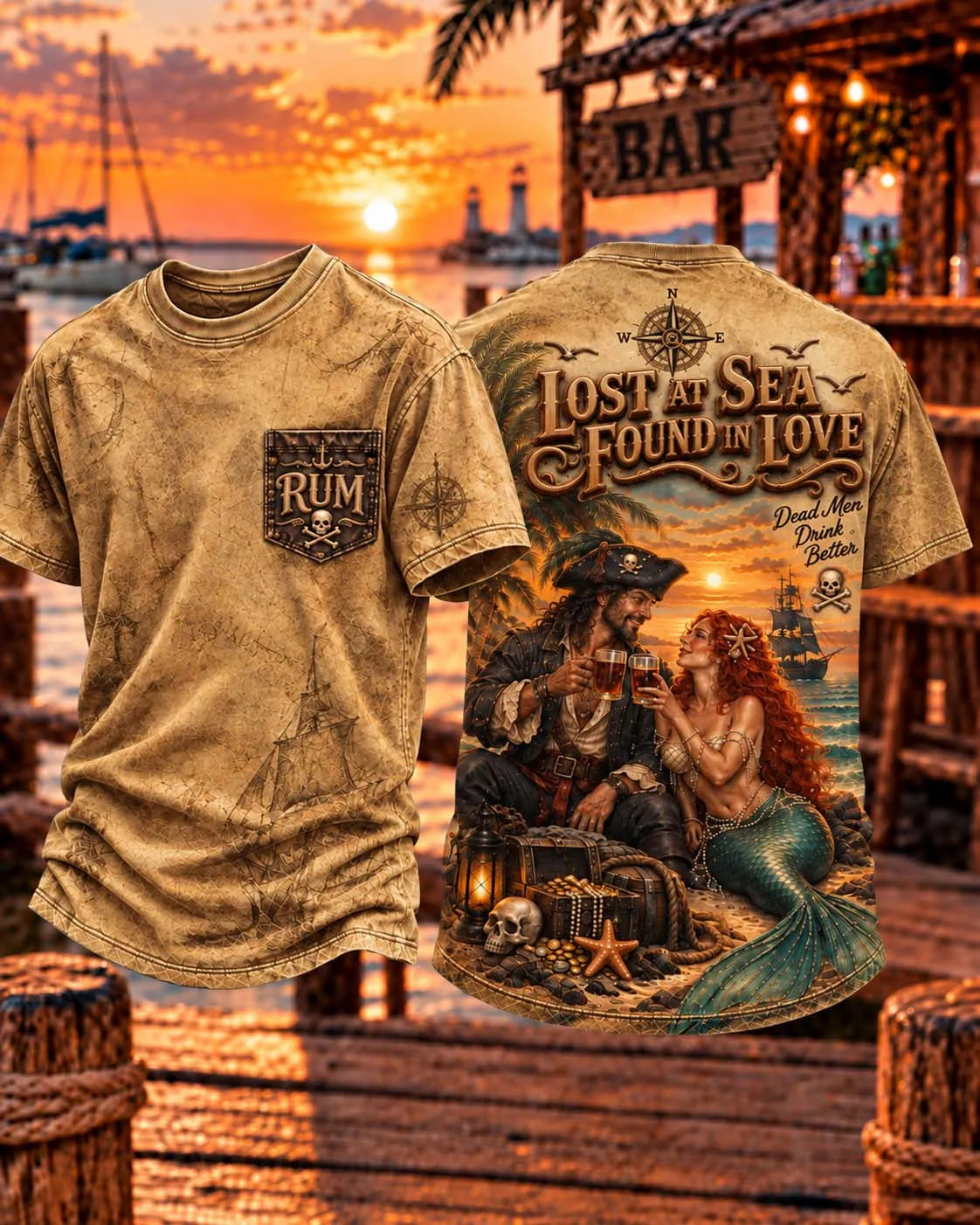 🍻 Lost At Sea Rum Pocket Men's T-Shirt