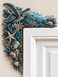 🐢 🌊 Sea Turtle Coral Reef Door Corner 🐠 Starfish & Seashells Ocean Life Art