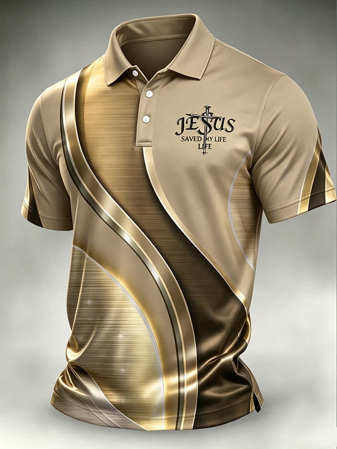 Men's Faith Cross-Print Short-Sleeve Polo Shirt