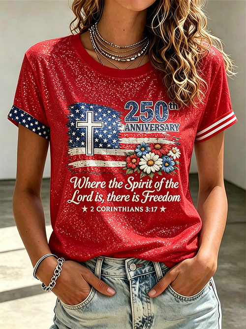 250Th Anniversary Commemorative Faith Printed Round Neck Top In The United States