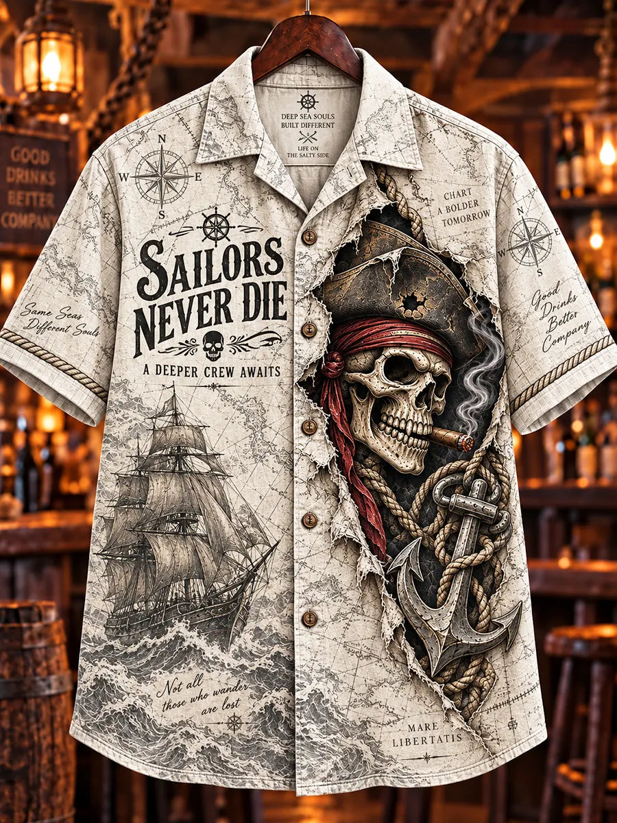 🏴‍☠️💀"Torn Parchment" Pirate Skull & Anchor Shirt