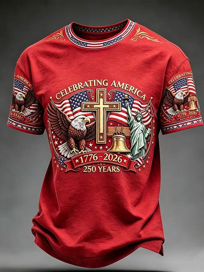 Men's America Flag Print Short Sleeve T-Shirt