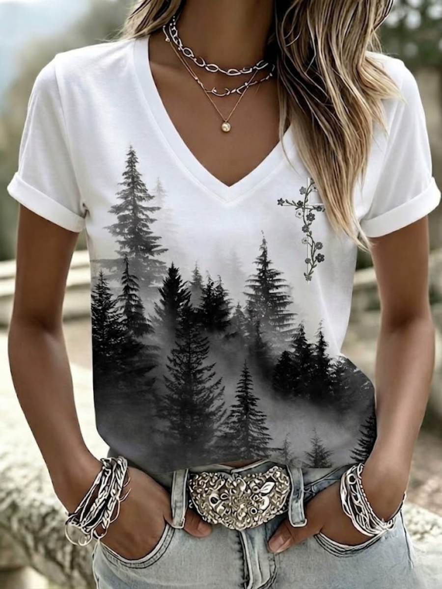 Women's American Faith Theme Printed T-shirt