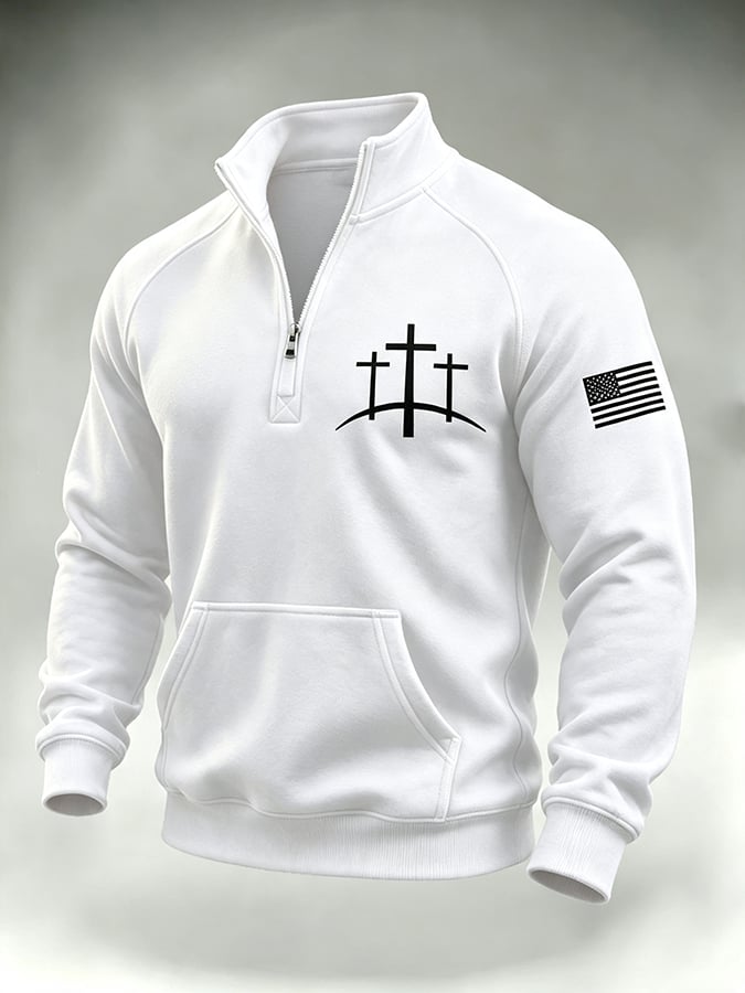 Men's Retro Faith Cross-Print Sweatshirt