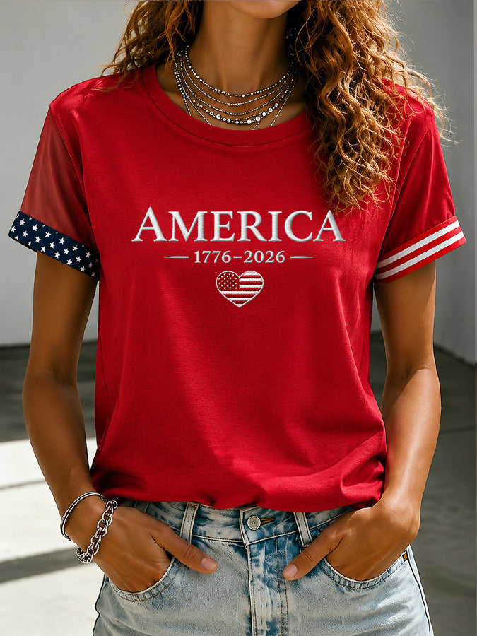 Women'S Patriotic Printed Casual T-Shirt From The United States