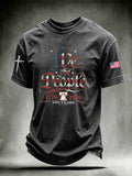Men's American Flag Faith Printed Casual T-shirt