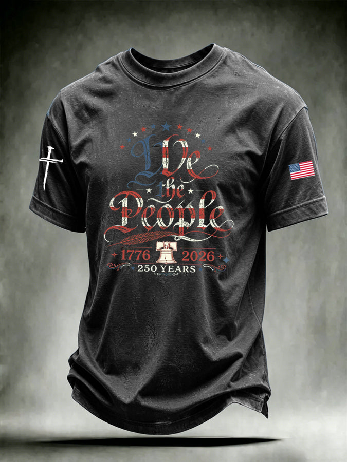 Men's American Flag Faith Printed Casual T-shirt
