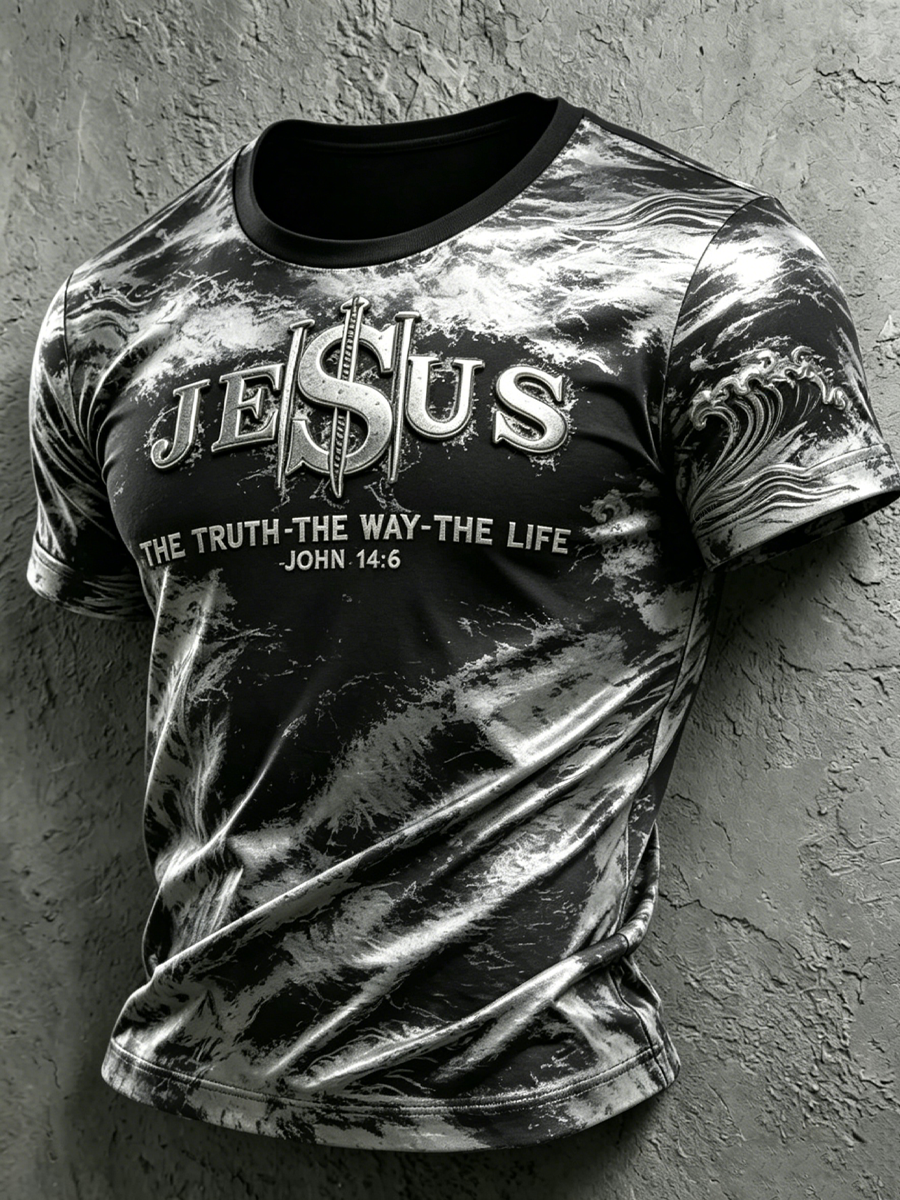 Men'S Christ Faith Cross Graphic Print Casual T-Shirt
