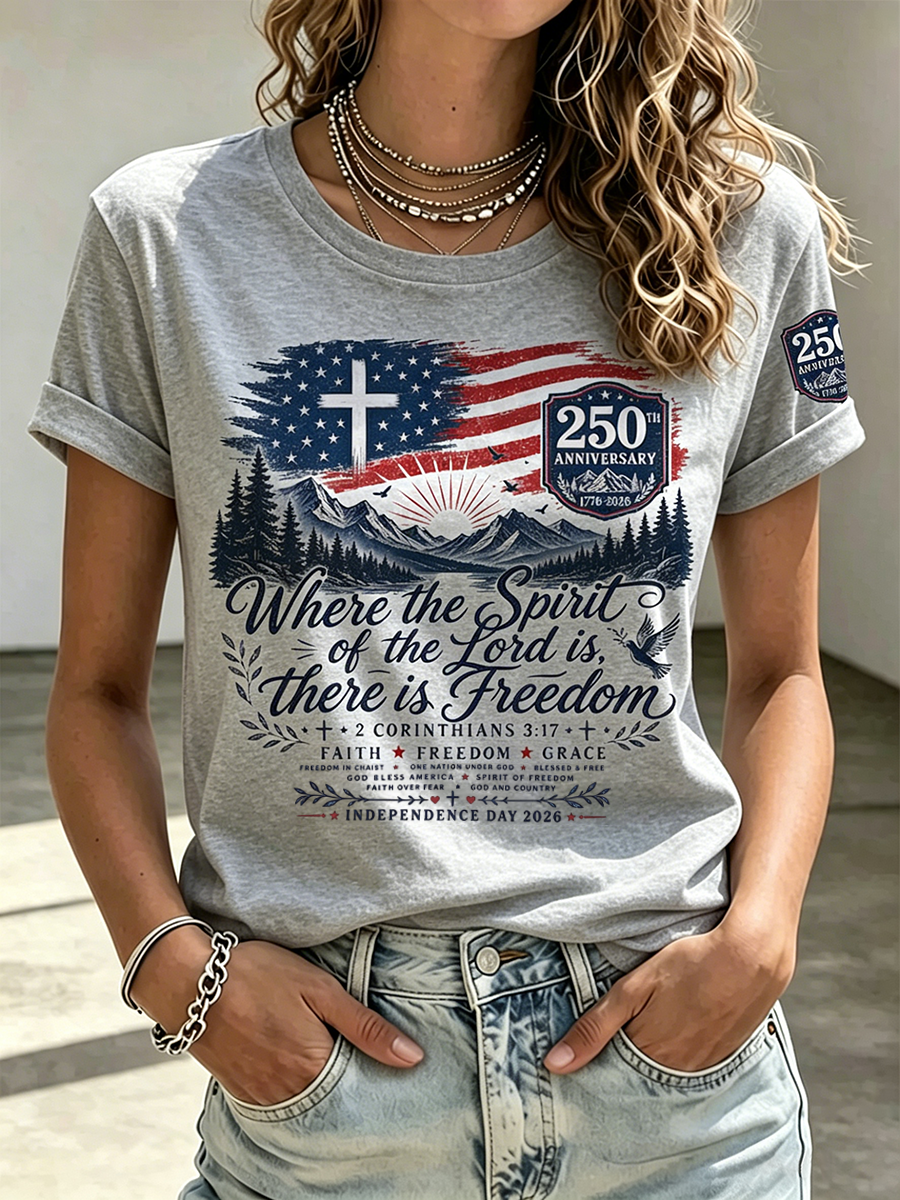 250Th Anniversary Faith Commemorative Printed Round Neck Top In The United States