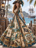 Elegant Women's Pirate Art Print Dress