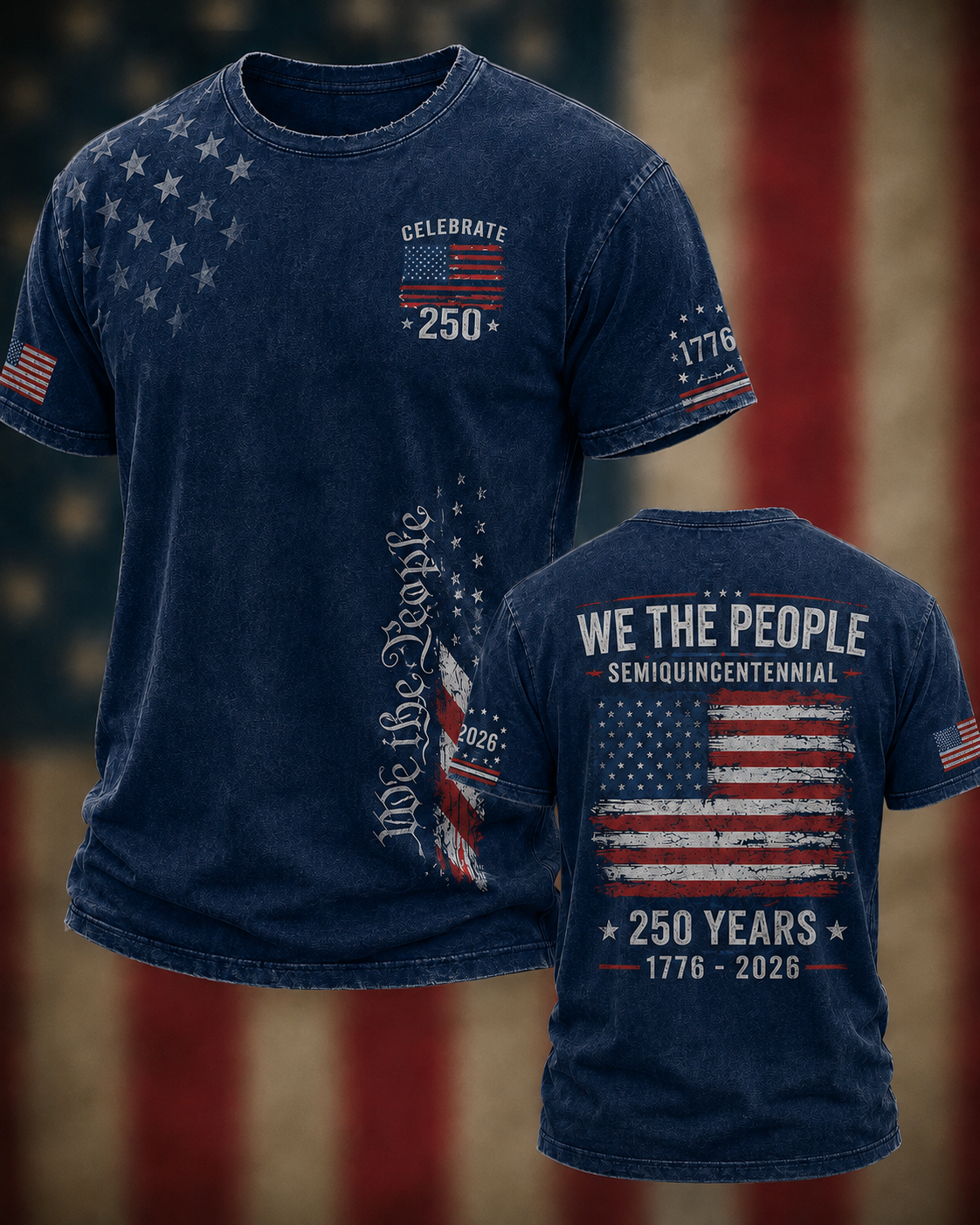 Men'S Casual 250Th Anniversary Commemorative Printed T-Shirt For The Founding Of The United States