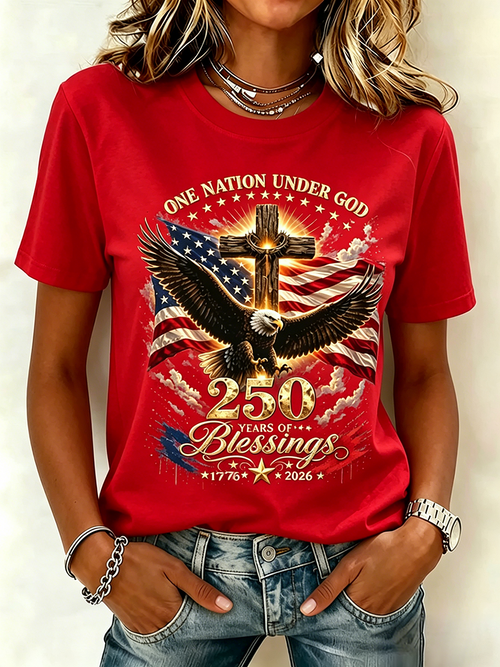 250Th Anniversary Commemorative Faith Printed Round Neck Top In The United States