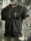 Men's Faith Cross Knitted Henley Button Top