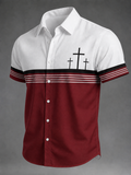Men'S Casual Faith Art Printed Lapel Shirt