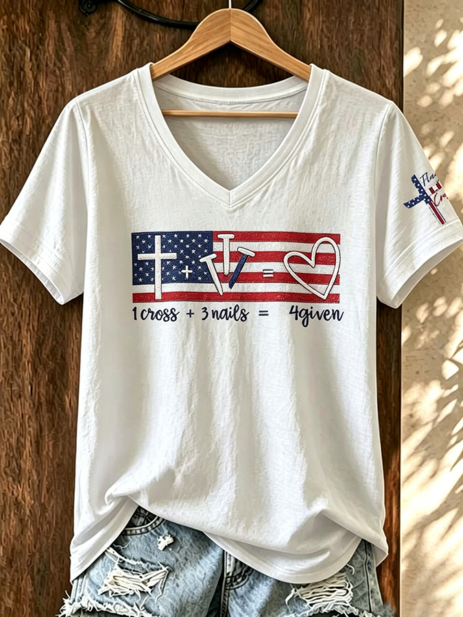 1 Cross+3 Nails=4 GivenV-Neck T-Shirts