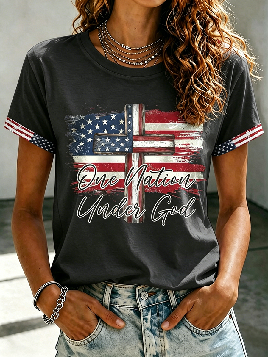 American Jesus Faith Memorial Printed Casual T-Shirt