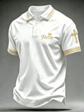Men'S Faith Cross Geometric Printed Polo Shirt