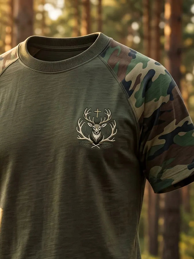 Men's Vintage Hunting Camo Henley T-Shirt