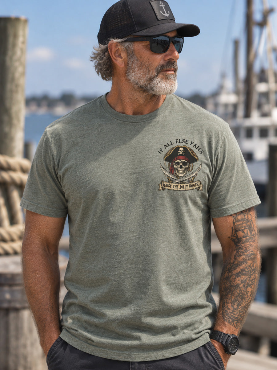 Jolly Roger Vintage Pirate Print Short Sleeve T-shirt