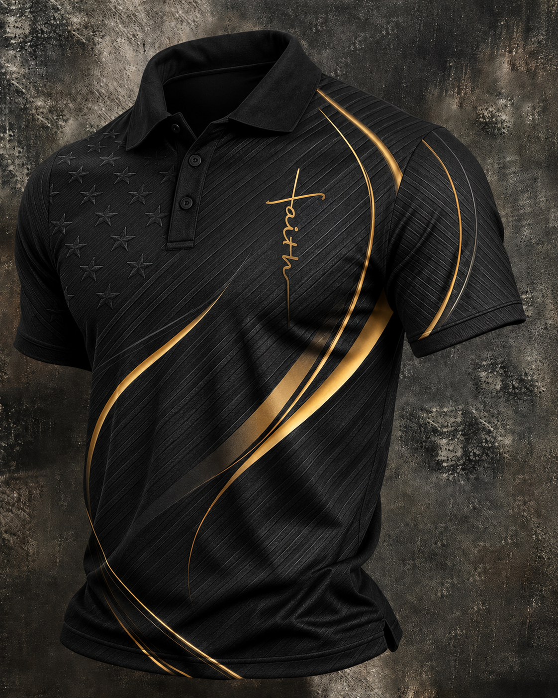 Men'S Retro Faith Printed Lapel Shirt