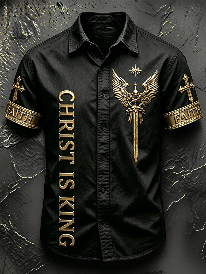 Men's Faith Cross Printed Casual Shirt