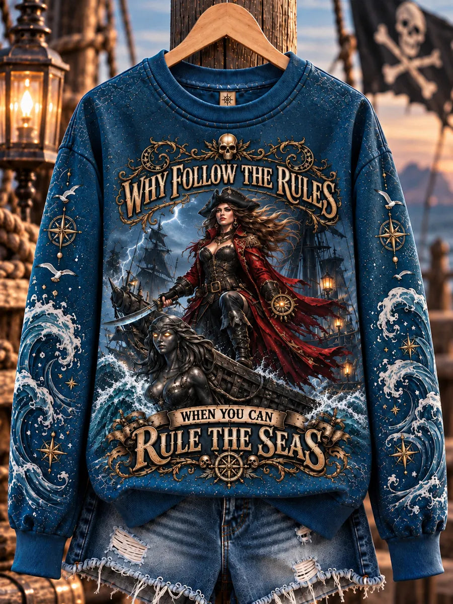 Women's Old Salt Pirate Queen Art Print Casual Sweatshirt