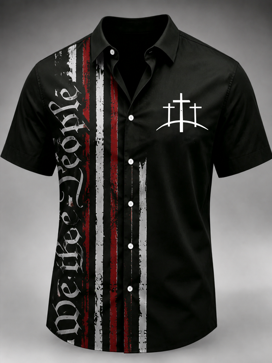 Men's Faith Cross Printed Casual Shirt