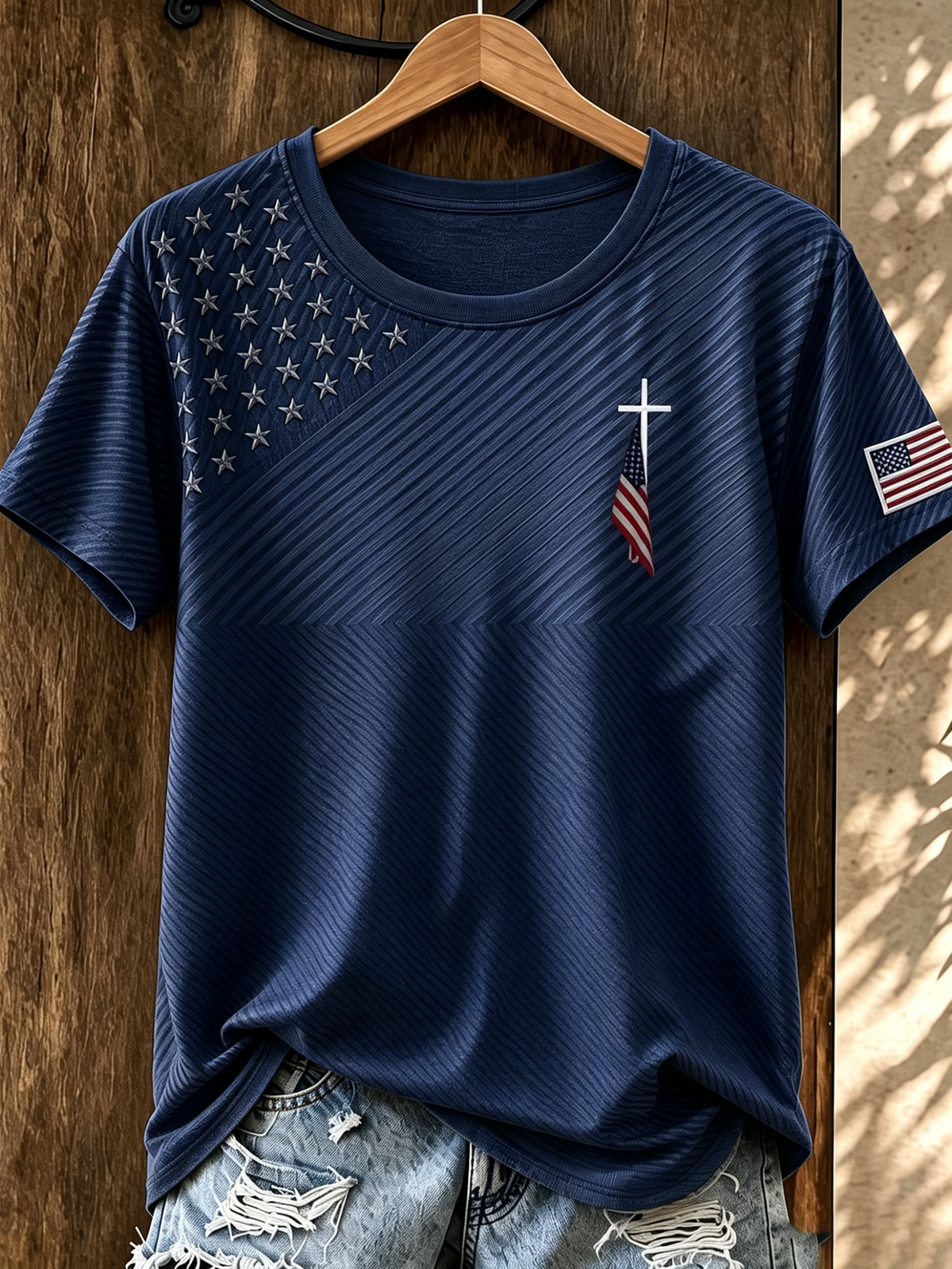 Women's Flag Cross Print T-Shirt