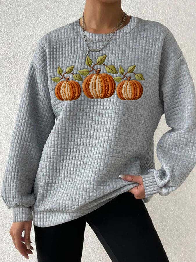 Women's Fall Pumpkin Check Sweatshirt