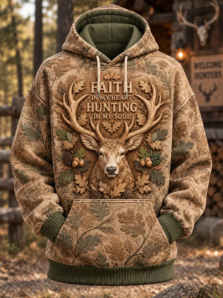 Men's “FAITH IN MY HEART · HUNTING IN MY SOUL” Hunting Season Print Hoodie