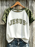 Women's Faith Pattern Printed Leisure Round Neck Short Sleeve T-shirt