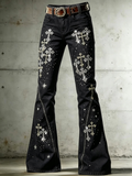 Women's Faith Art Printed Casual Jeans