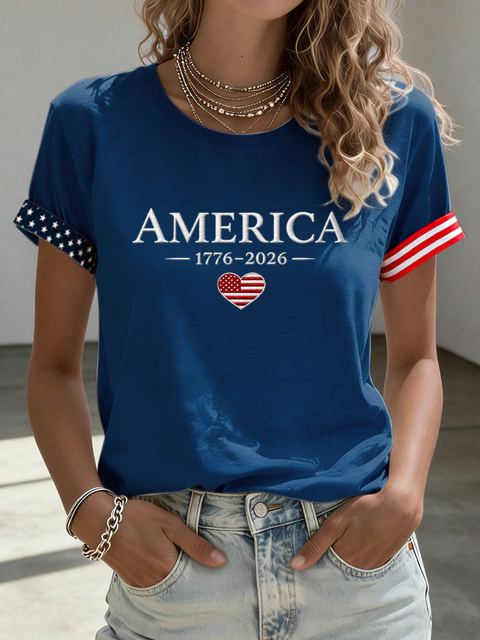Women'S Patriotic Printed Casual T-Shirt From The United States